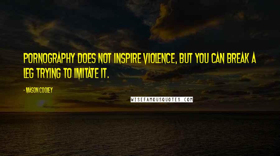 Mason Cooley Quotes: Pornography does not inspire violence, but you can break a leg trying to imitate it.