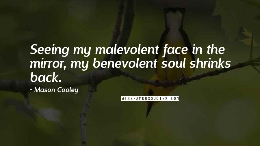 Mason Cooley Quotes: Seeing my malevolent face in the mirror, my benevolent soul shrinks back.