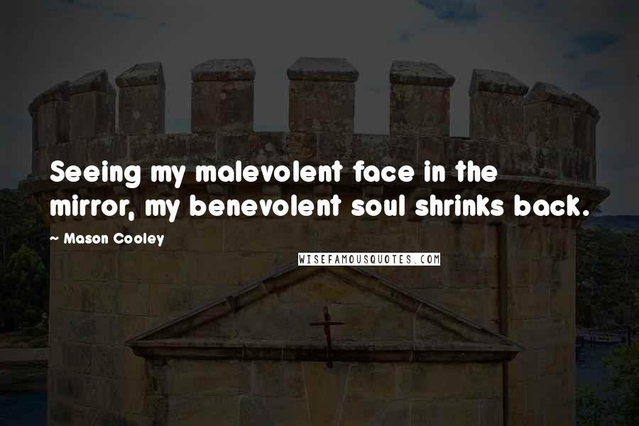 Mason Cooley Quotes: Seeing my malevolent face in the mirror, my benevolent soul shrinks back.