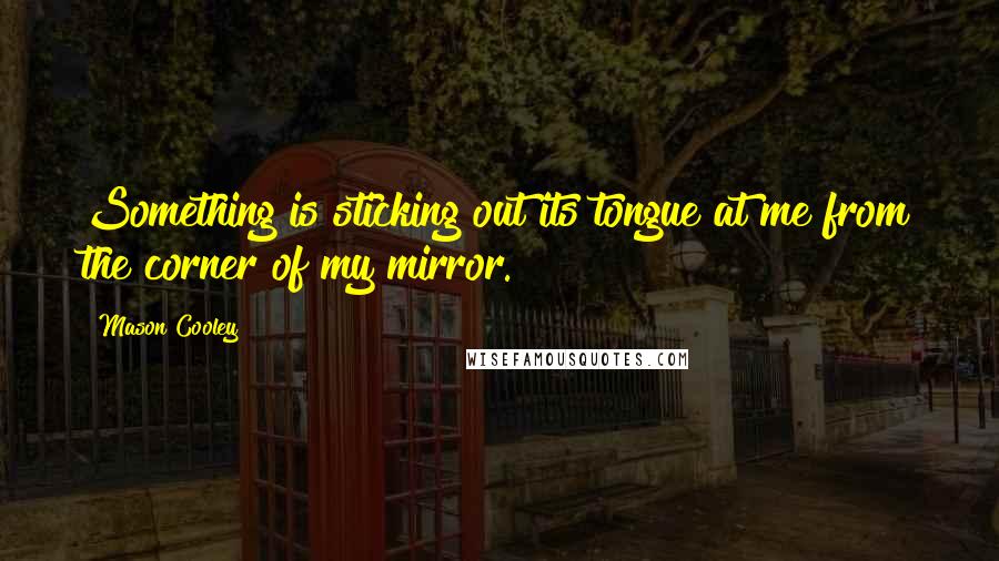 Mason Cooley Quotes: Something is sticking out its tongue at me from the corner of my mirror.