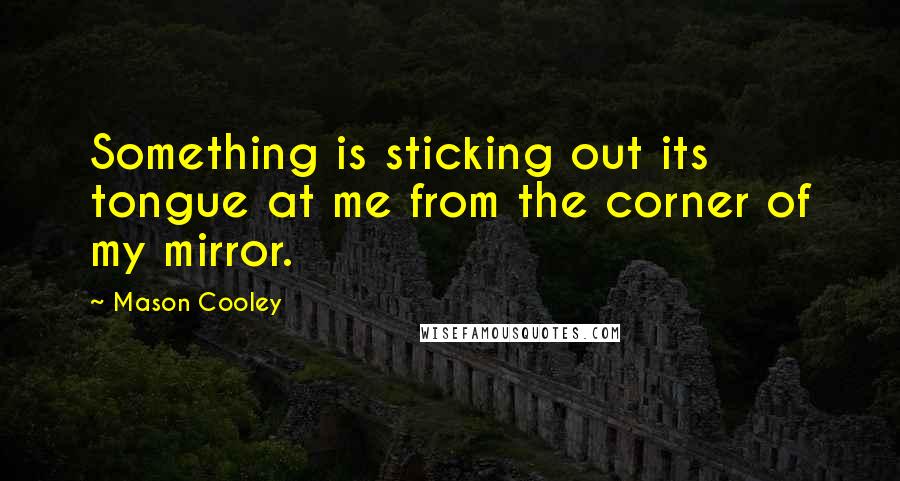 Mason Cooley Quotes: Something is sticking out its tongue at me from the corner of my mirror.