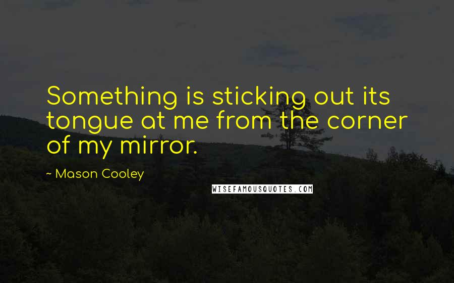 Mason Cooley Quotes: Something is sticking out its tongue at me from the corner of my mirror.