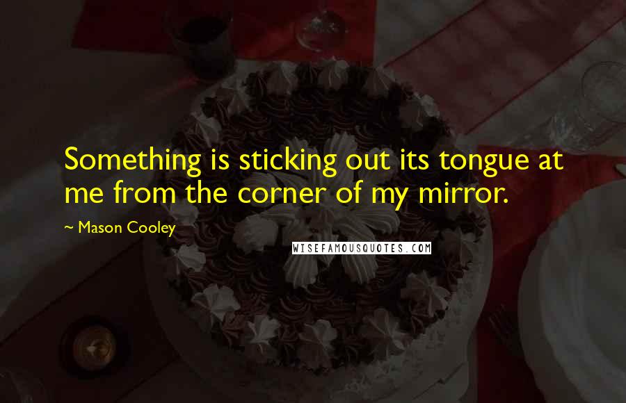Mason Cooley Quotes: Something is sticking out its tongue at me from the corner of my mirror.