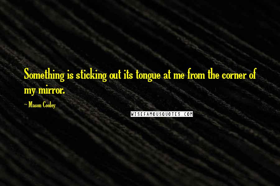 Mason Cooley Quotes: Something is sticking out its tongue at me from the corner of my mirror.