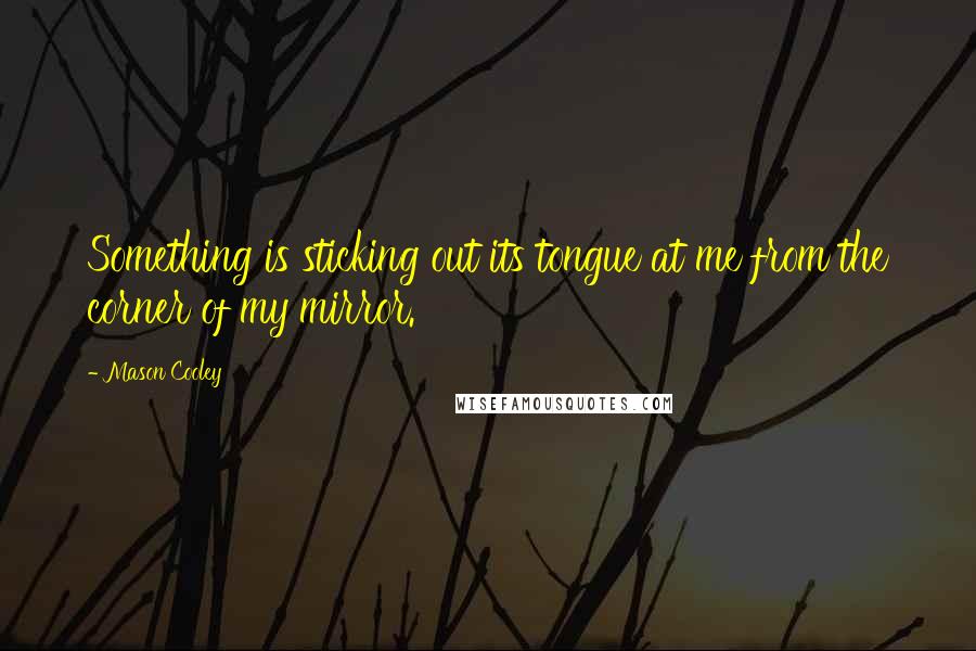 Mason Cooley Quotes: Something is sticking out its tongue at me from the corner of my mirror.