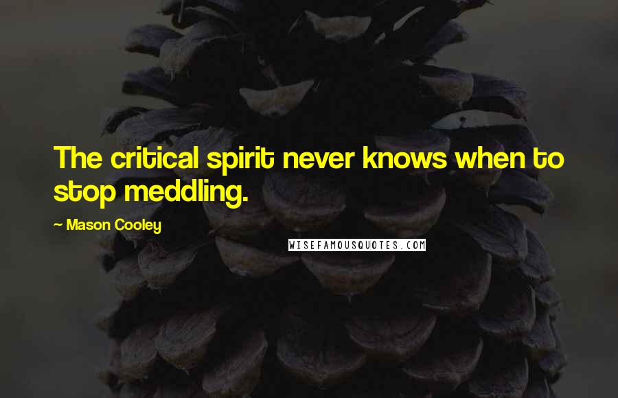 Mason Cooley Quotes: The critical spirit never knows when to stop meddling.