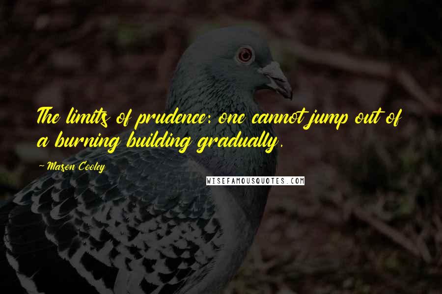 Mason Cooley Quotes: The limits of prudence: one cannot jump out of a burning building gradually.