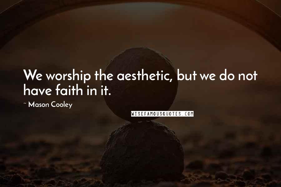 Mason Cooley Quotes: We worship the aesthetic, but we do not have faith in it.