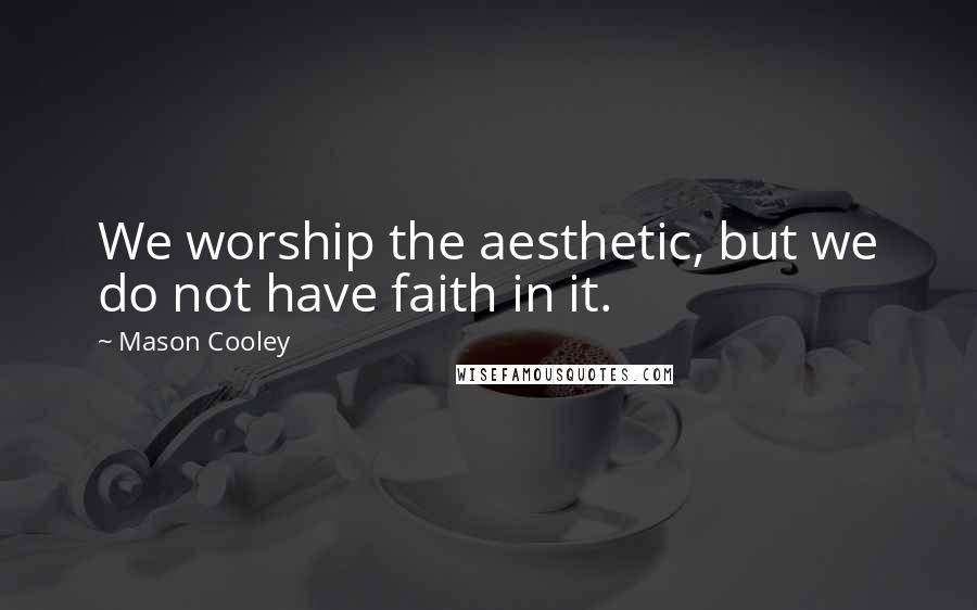 Mason Cooley Quotes: We worship the aesthetic, but we do not have faith in it.