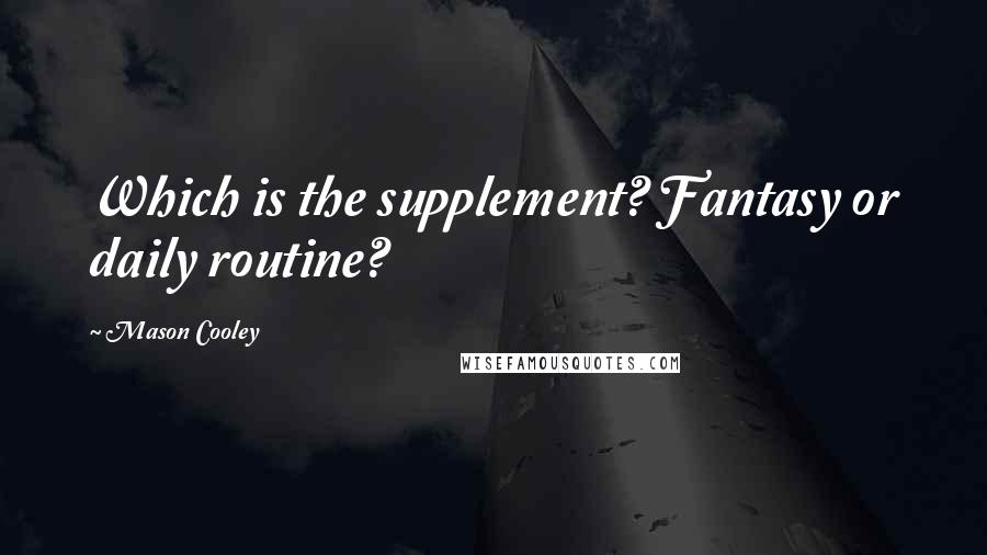 Mason Cooley Quotes: Which is the supplement? Fantasy or daily routine?