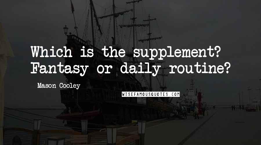 Mason Cooley Quotes: Which is the supplement? Fantasy or daily routine?