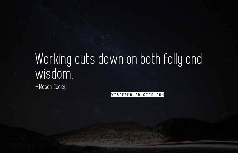 Mason Cooley Quotes: Working cuts down on both folly and wisdom.