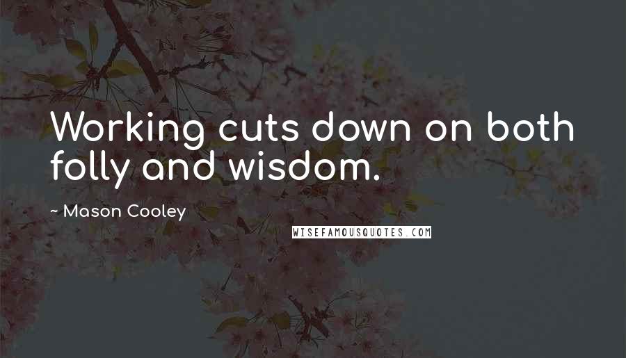Mason Cooley Quotes: Working cuts down on both folly and wisdom.