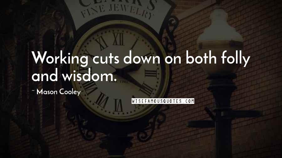 Mason Cooley Quotes: Working cuts down on both folly and wisdom.