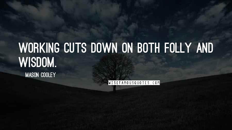 Mason Cooley Quotes: Working cuts down on both folly and wisdom.