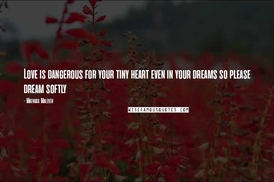 Mathias Malzieu Quotes: Love is dangerous for your tiny heart even in your dreams so please dream softly