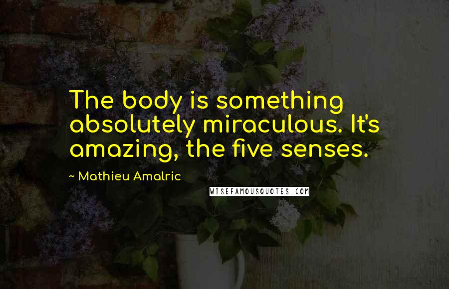 Mathieu Amalric Quotes: The body is something absolutely miraculous. It's amazing, the five senses.