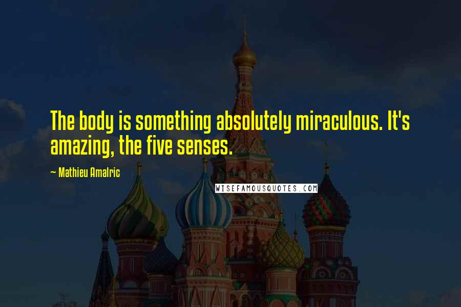 Mathieu Amalric Quotes: The body is something absolutely miraculous. It's amazing, the five senses.