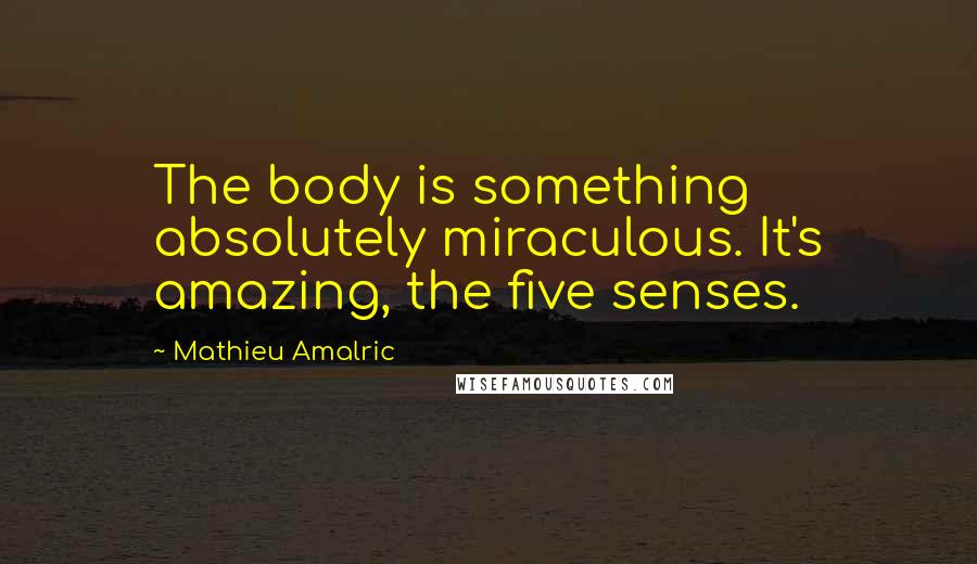 Mathieu Amalric Quotes: The body is something absolutely miraculous. It's amazing, the five senses.