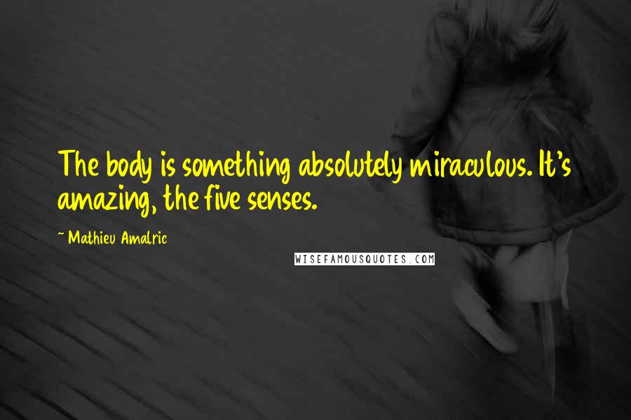Mathieu Amalric Quotes: The body is something absolutely miraculous. It's amazing, the five senses.
