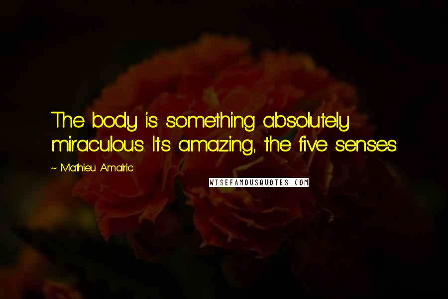 Mathieu Amalric Quotes: The body is something absolutely miraculous. It's amazing, the five senses.