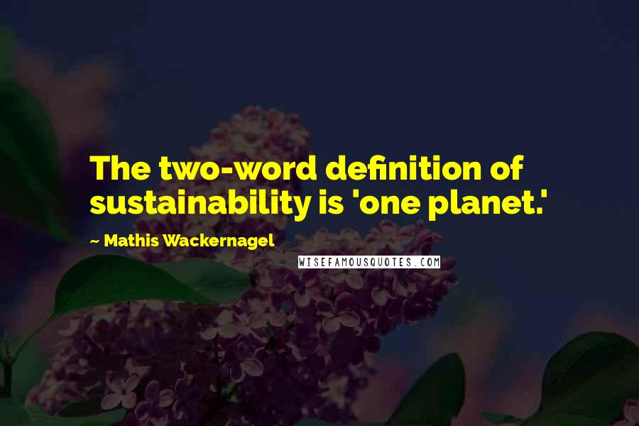Mathis Wackernagel Quotes: The two-word definition of sustainability is 'one planet.'