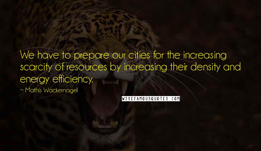 Mathis Wackernagel Quotes: We have to prepare our cities for the increasing scarcity of resources by increasing their density and energy efficiency.