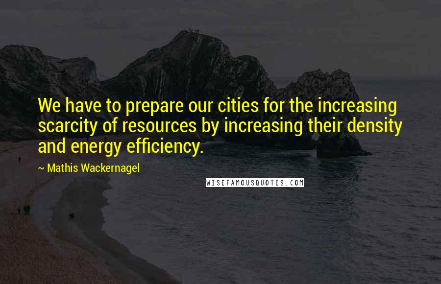 Mathis Wackernagel Quotes: We have to prepare our cities for the increasing scarcity of resources by increasing their density and energy efficiency.