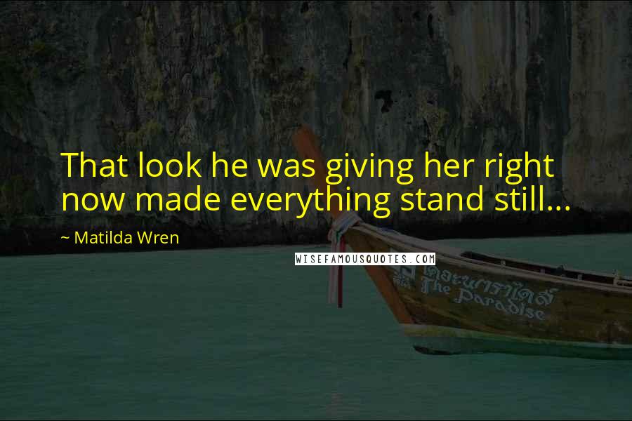 Matilda Wren Quotes: That look he was giving her right now made everything stand still...