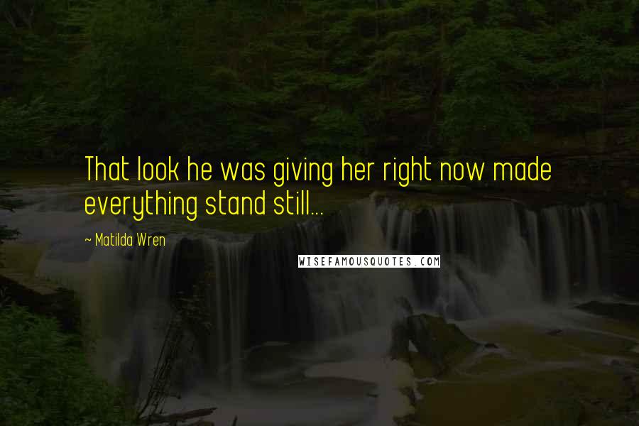 Matilda Wren Quotes: That look he was giving her right now made everything stand still...