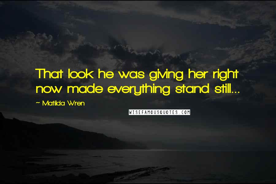 Matilda Wren Quotes: That look he was giving her right now made everything stand still...