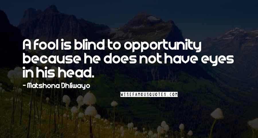 Matshona Dhliwayo Quotes: A fool is blind to opportunity because he does not have eyes in his head.
