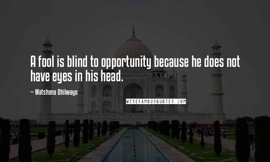 Matshona Dhliwayo Quotes: A fool is blind to opportunity because he does not have eyes in his head.