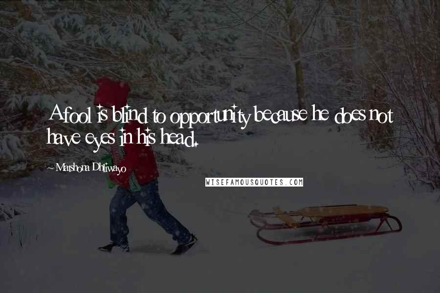 Matshona Dhliwayo Quotes: A fool is blind to opportunity because he does not have eyes in his head.