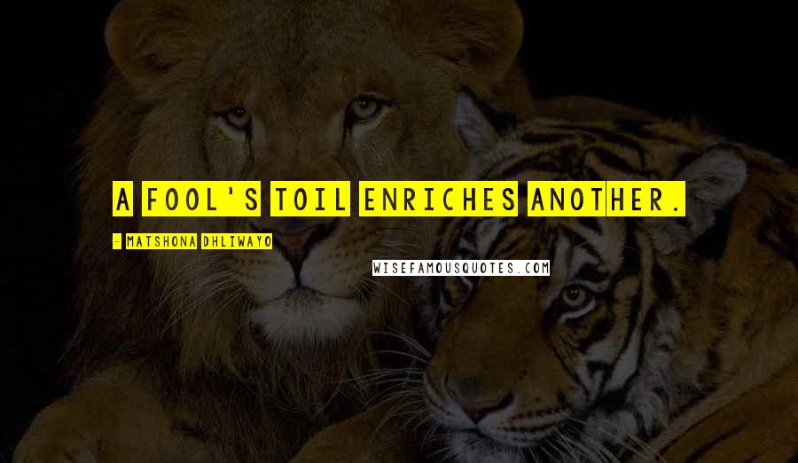 Matshona Dhliwayo Quotes: A fool's toil enriches another.