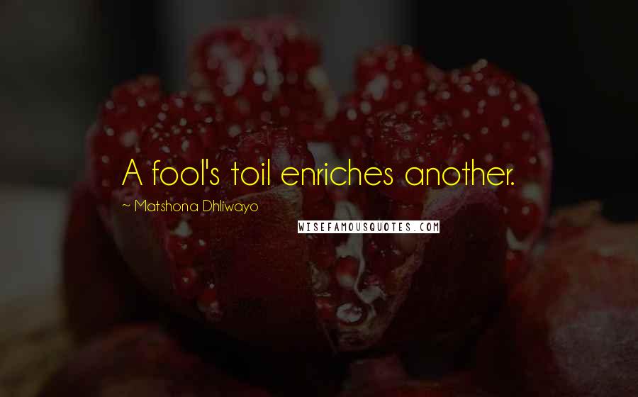 Matshona Dhliwayo Quotes: A fool's toil enriches another.