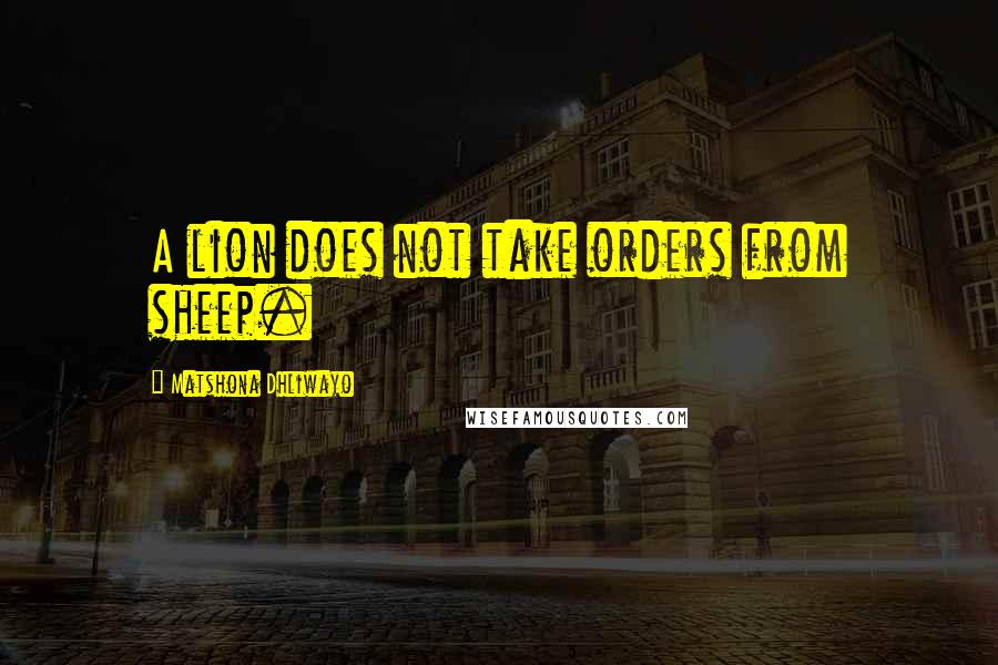 Matshona Dhliwayo Quotes: A lion does not take orders from sheep.