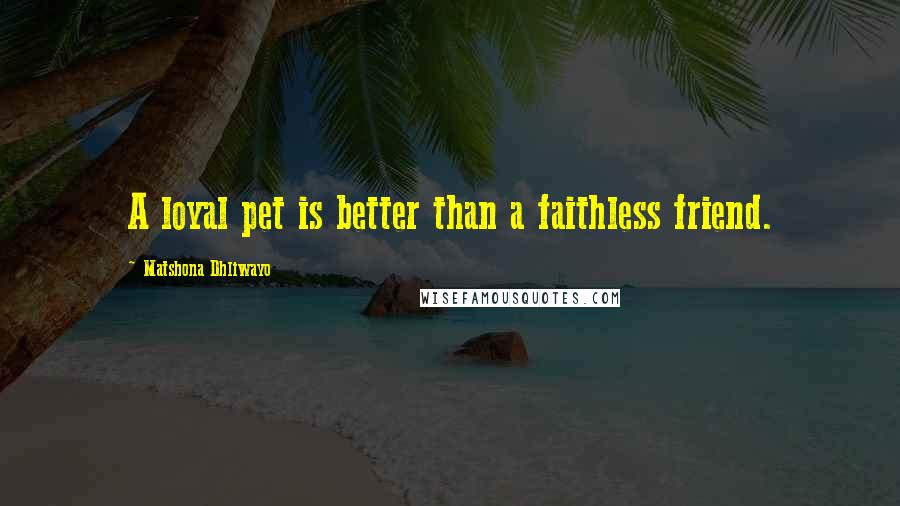 Matshona Dhliwayo Quotes: A loyal pet is better than a faithless friend.