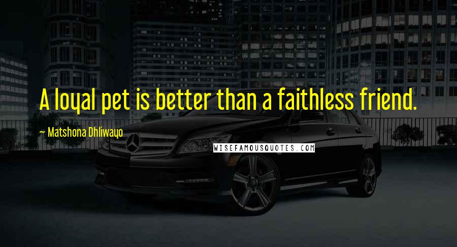 Matshona Dhliwayo Quotes: A loyal pet is better than a faithless friend.