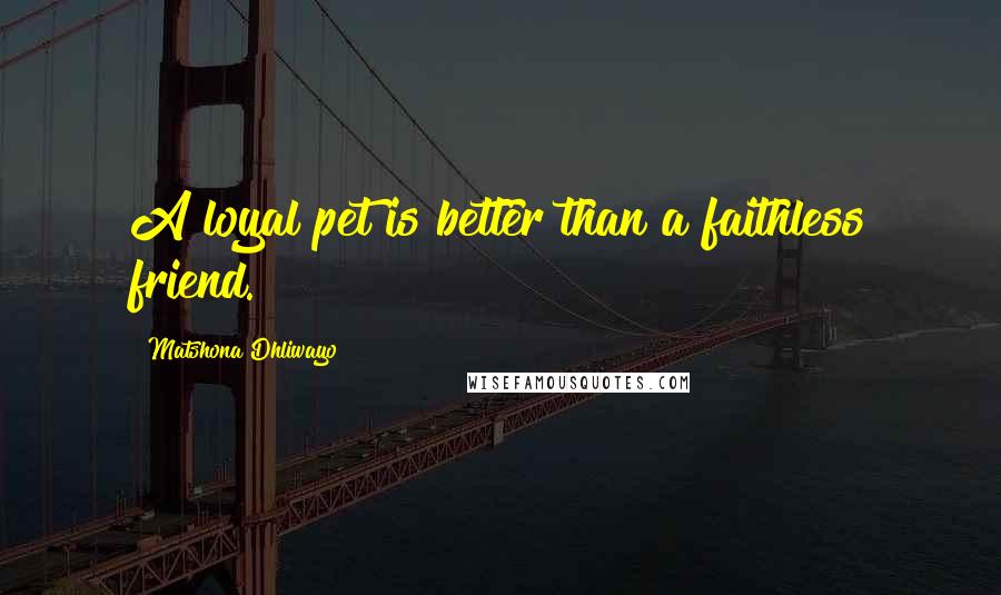 Matshona Dhliwayo Quotes: A loyal pet is better than a faithless friend.