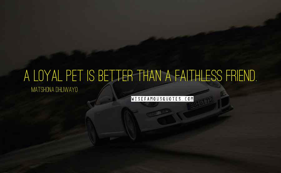 Matshona Dhliwayo Quotes: A loyal pet is better than a faithless friend.