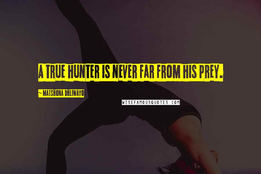 Matshona Dhliwayo Quotes: A true hunter is never far from his prey.