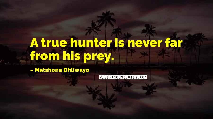 Matshona Dhliwayo Quotes: A true hunter is never far from his prey.