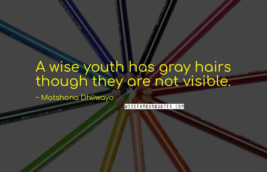 Matshona Dhliwayo Quotes: A wise youth has gray hairs though they are not visible.