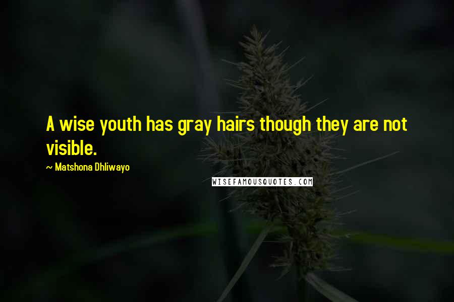 Matshona Dhliwayo Quotes: A wise youth has gray hairs though they are not visible.
