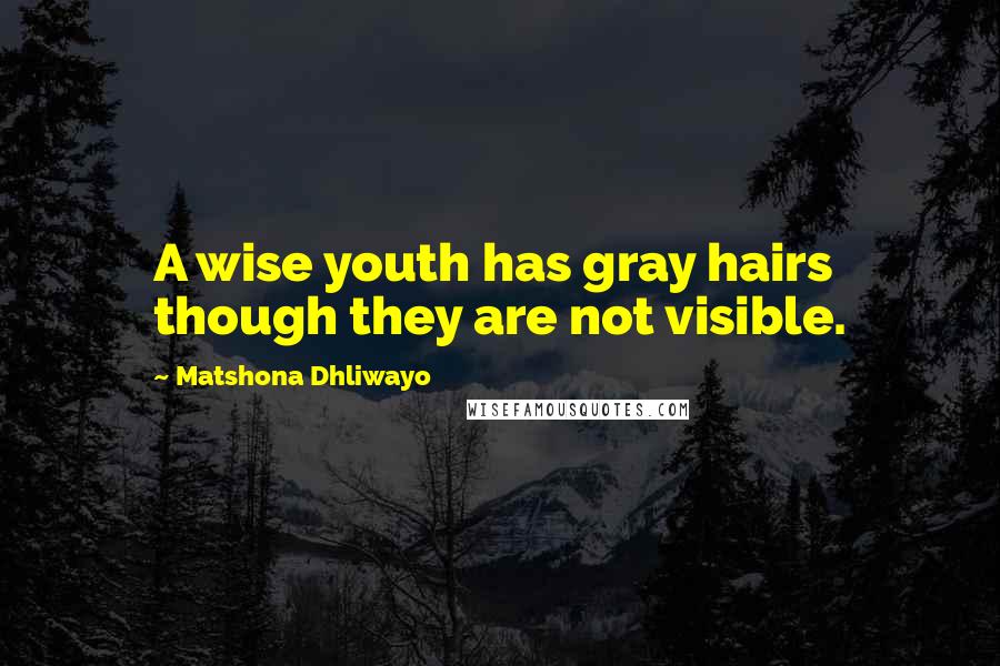 Matshona Dhliwayo Quotes: A wise youth has gray hairs though they are not visible.
