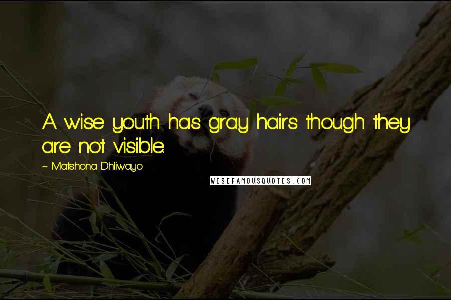 Matshona Dhliwayo Quotes: A wise youth has gray hairs though they are not visible.