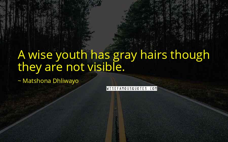 Matshona Dhliwayo Quotes: A wise youth has gray hairs though they are not visible.