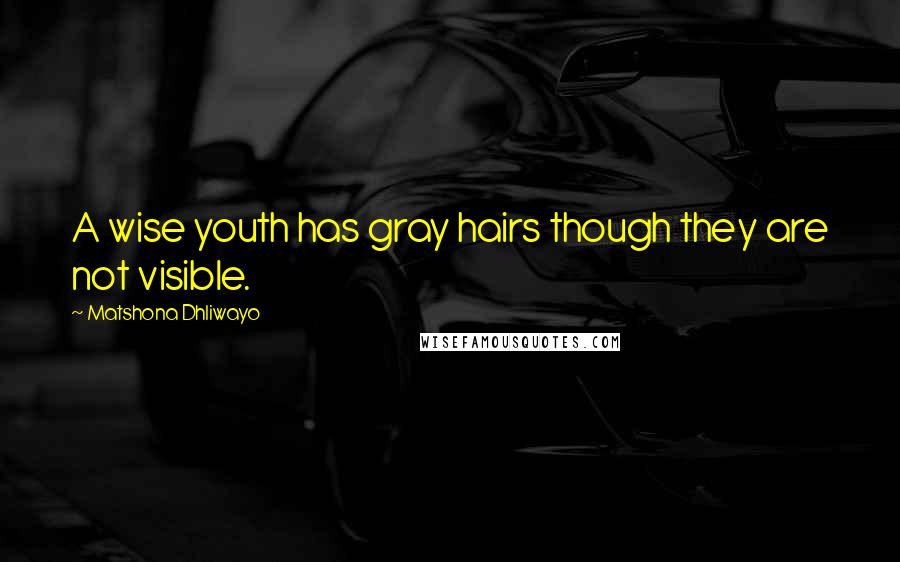 Matshona Dhliwayo Quotes: A wise youth has gray hairs though they are not visible.