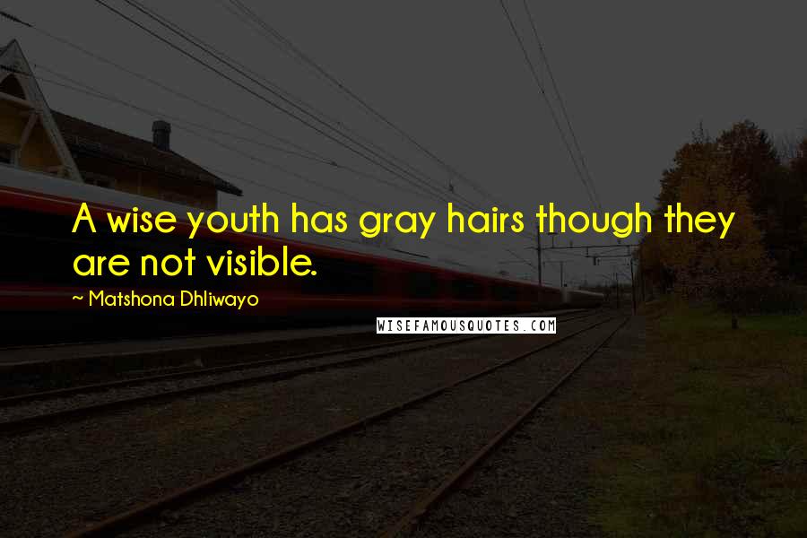 Matshona Dhliwayo Quotes: A wise youth has gray hairs though they are not visible.